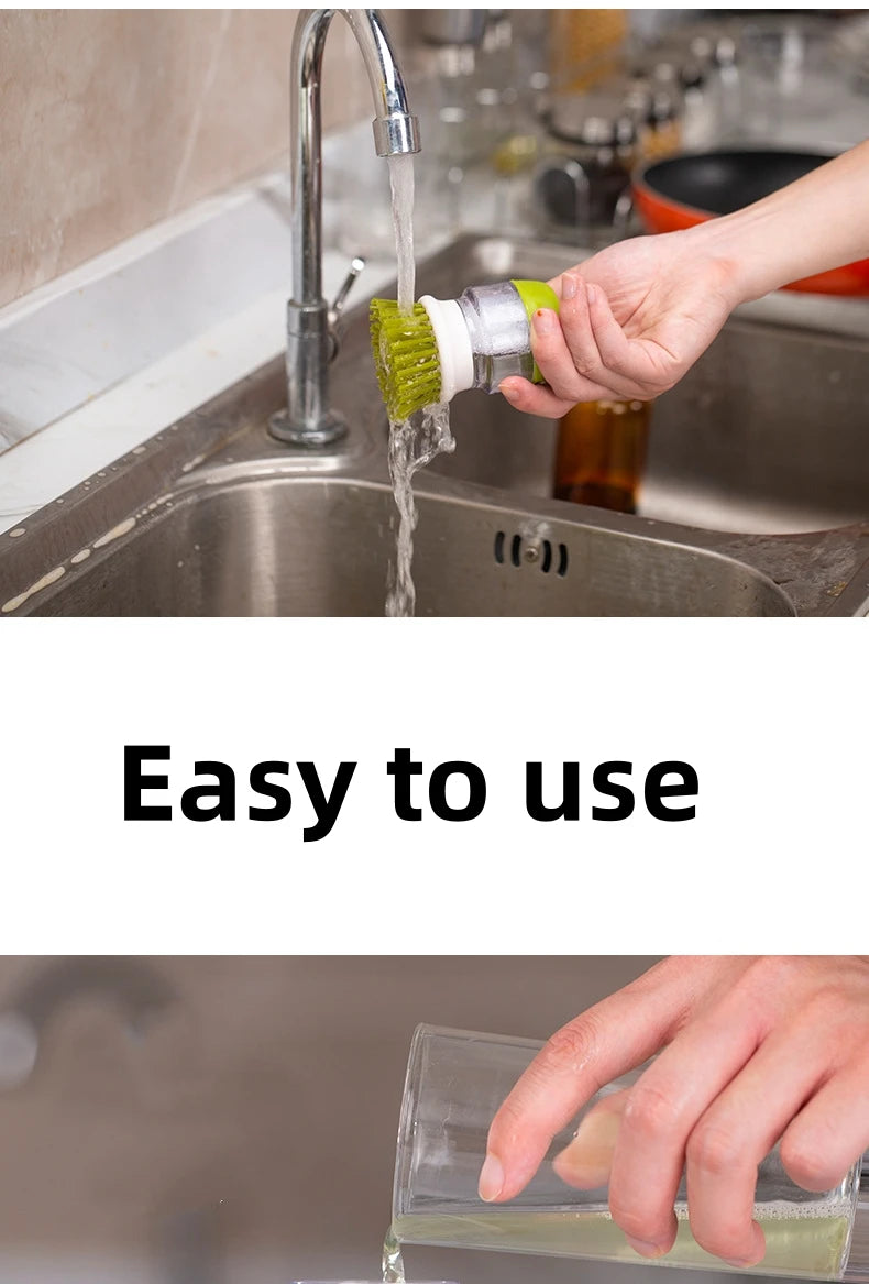 Soap Dispenser Dish Brush for Kitchen Cleaning with Holder Tray