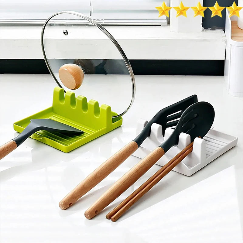 Kitchen Spoon Rest, Utensil Holder & Pot Lid Organizer Rack