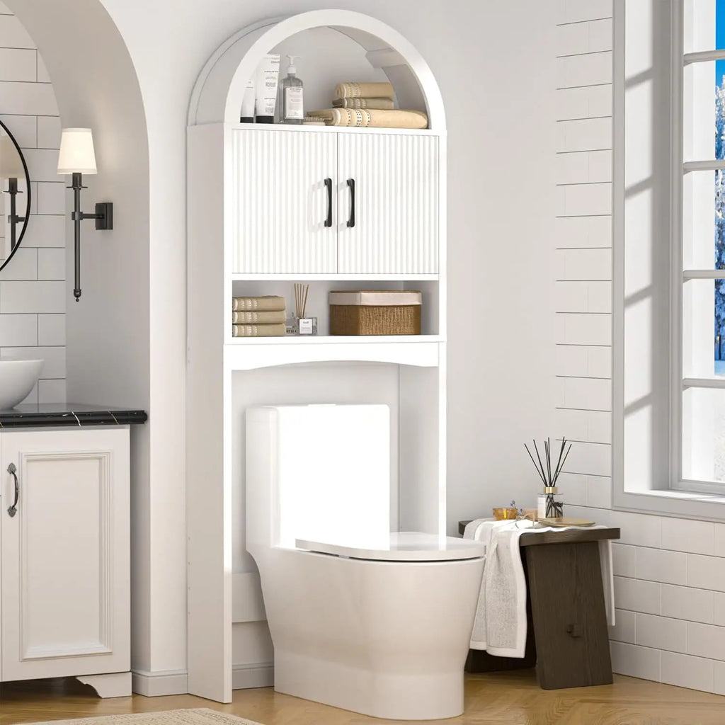 Freestanding Over Toilet Storage Cabinet – Bathroom Shelf Organizer with Multi-Level Storage