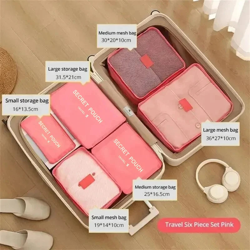 Travel Organizer Set – 6-Piece Packing Cubes for Clothes & Essentials