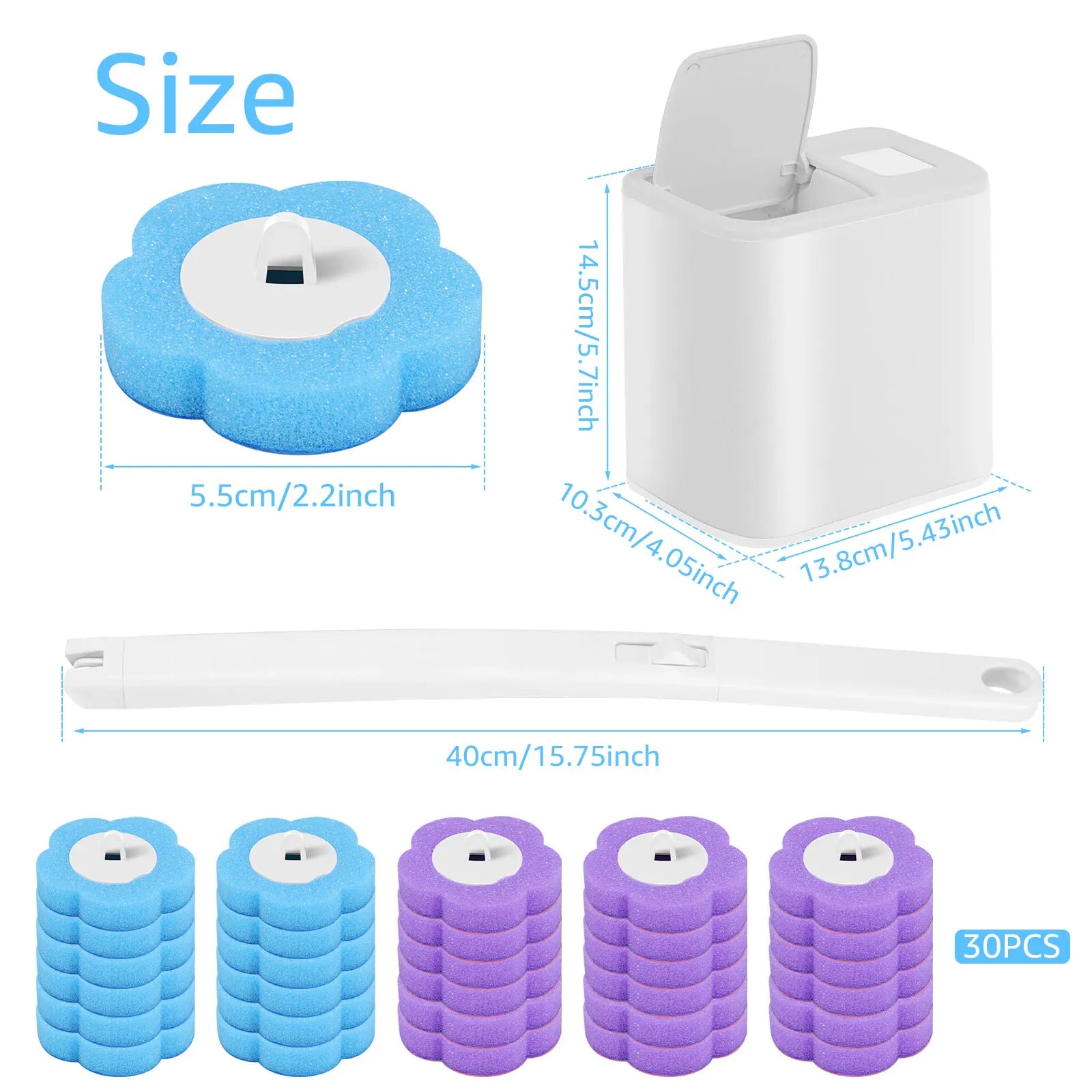 Disposable Toilet Brush Kit with Long Handle – 18/36 Refill Heads | Hygienic 360° Deep Cleaning Bathroom Set