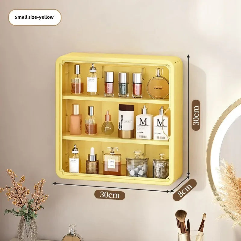 Multi-Layer Transparent Bathroom Organizer Cabinet – No-Drill Cosmetic Storage
