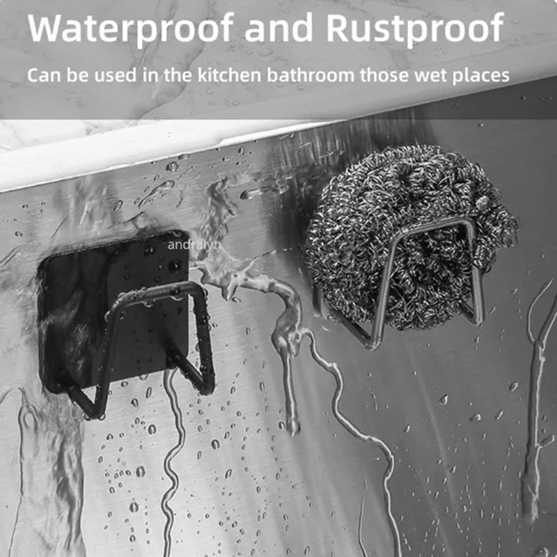 1-8pcs Kitchen Sponge holder Self Adhesive Sink Sponges Drain Drying Rack Wall Hooks Organizer bathroom Storage Rack