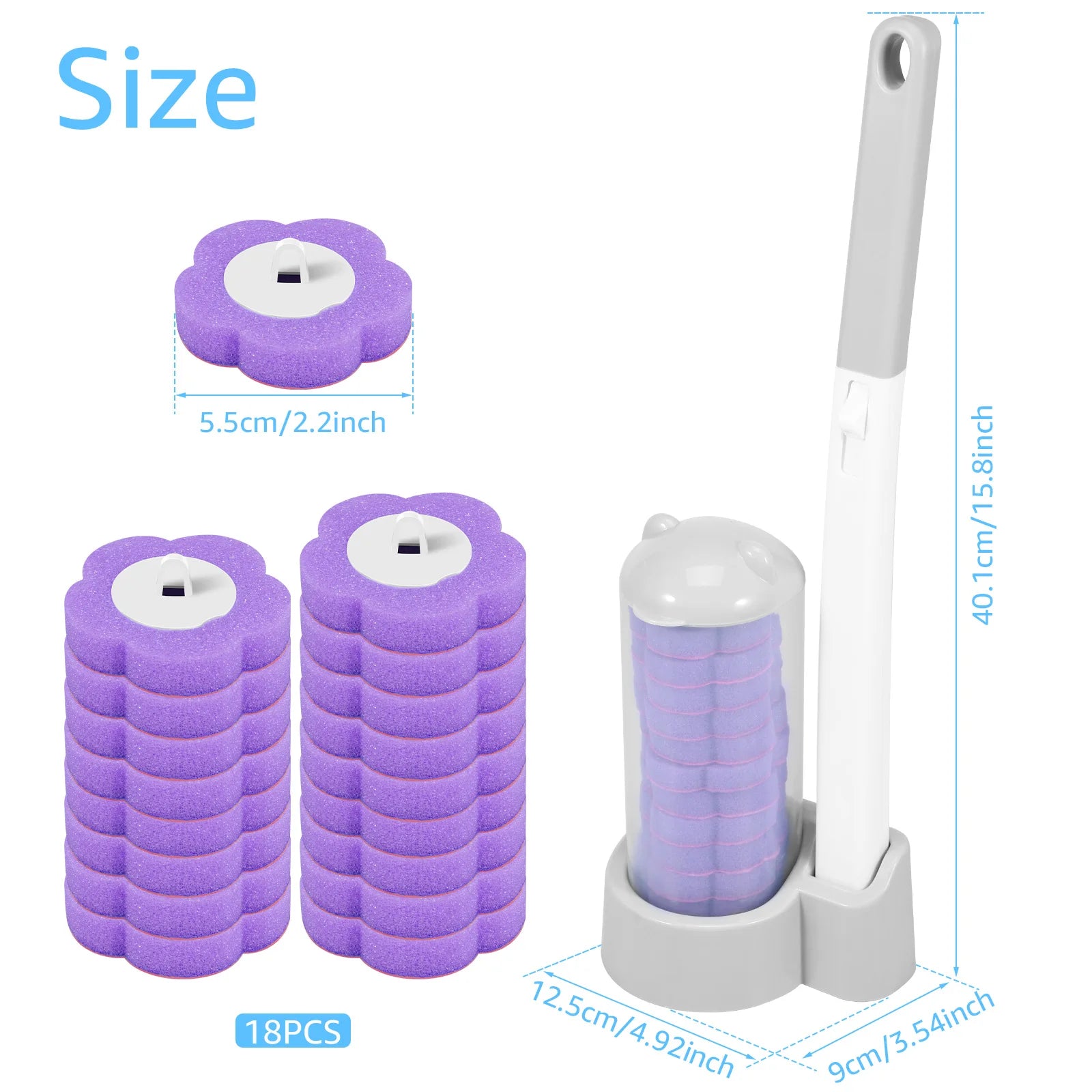 Disposable Toilet Brush Kit with Long Handle – 18/36 Refill Heads | Hygienic 360° Deep Cleaning Bathroom Set