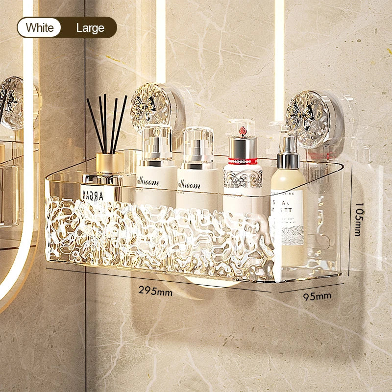 Water Ripple Wall-Mounted Bathroom Organizer – No-Drill Storage Basket