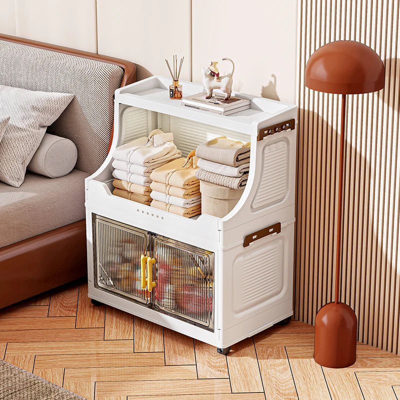 Nest Locker™ Large Foldable Storage Cabinet with Clear Flip-Top & Wheels – Mobile Space-Saving Organizer