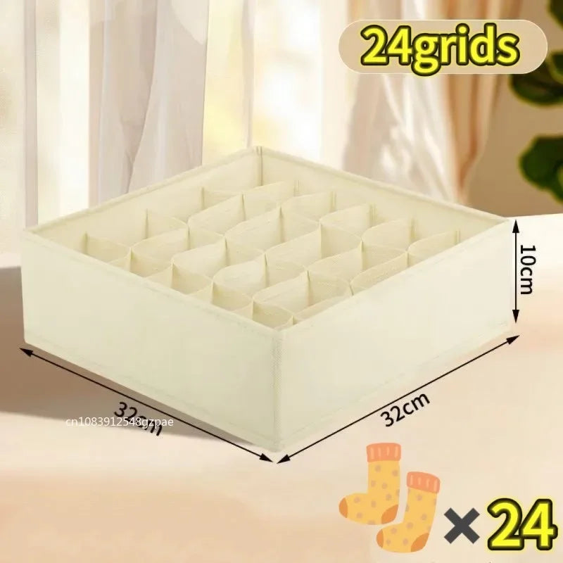4-Piece Foldable Underwear & Socks Drawer Organizer Set – Non-Woven Storage Boxes