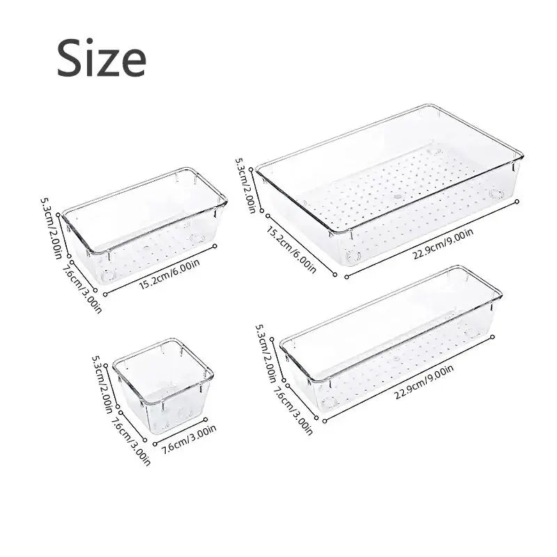 Clear Drawer Organizer Set – 7/14-Piece Modular Storage for Makeup, Jewelry & Office Essentials