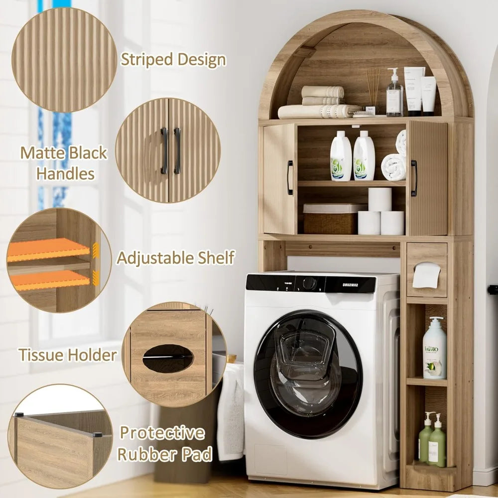 Freestanding Over Toilet Storage Cabinet – Bathroom Shelf Organizer with Multi-Level Storage