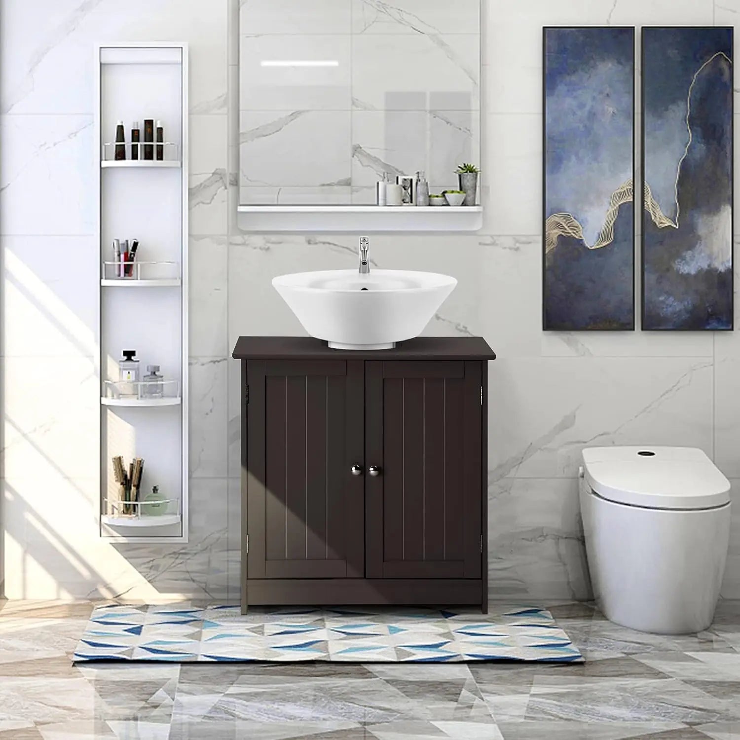 Pedestal Sink Storage Cabinet – Space-Saving Bathroom Vanity with Adjustable Shelf