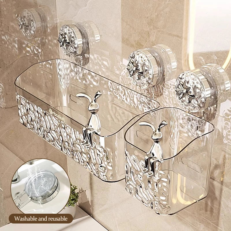 Water Ripple Wall-Mounted Bathroom Organizer – No-Drill Storage Basket