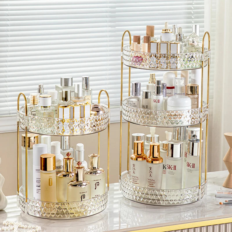 360° Rotating Makeup Organizer – 3 Tier Vanity Storage Rack