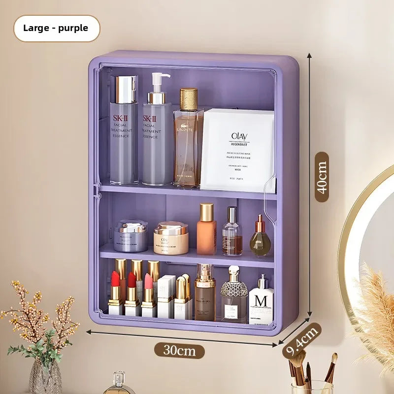 Multi-Layer Transparent Bathroom Organizer Cabinet – No-Drill Cosmetic Storage